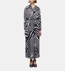 Long Printed Dress | Women | Black x White