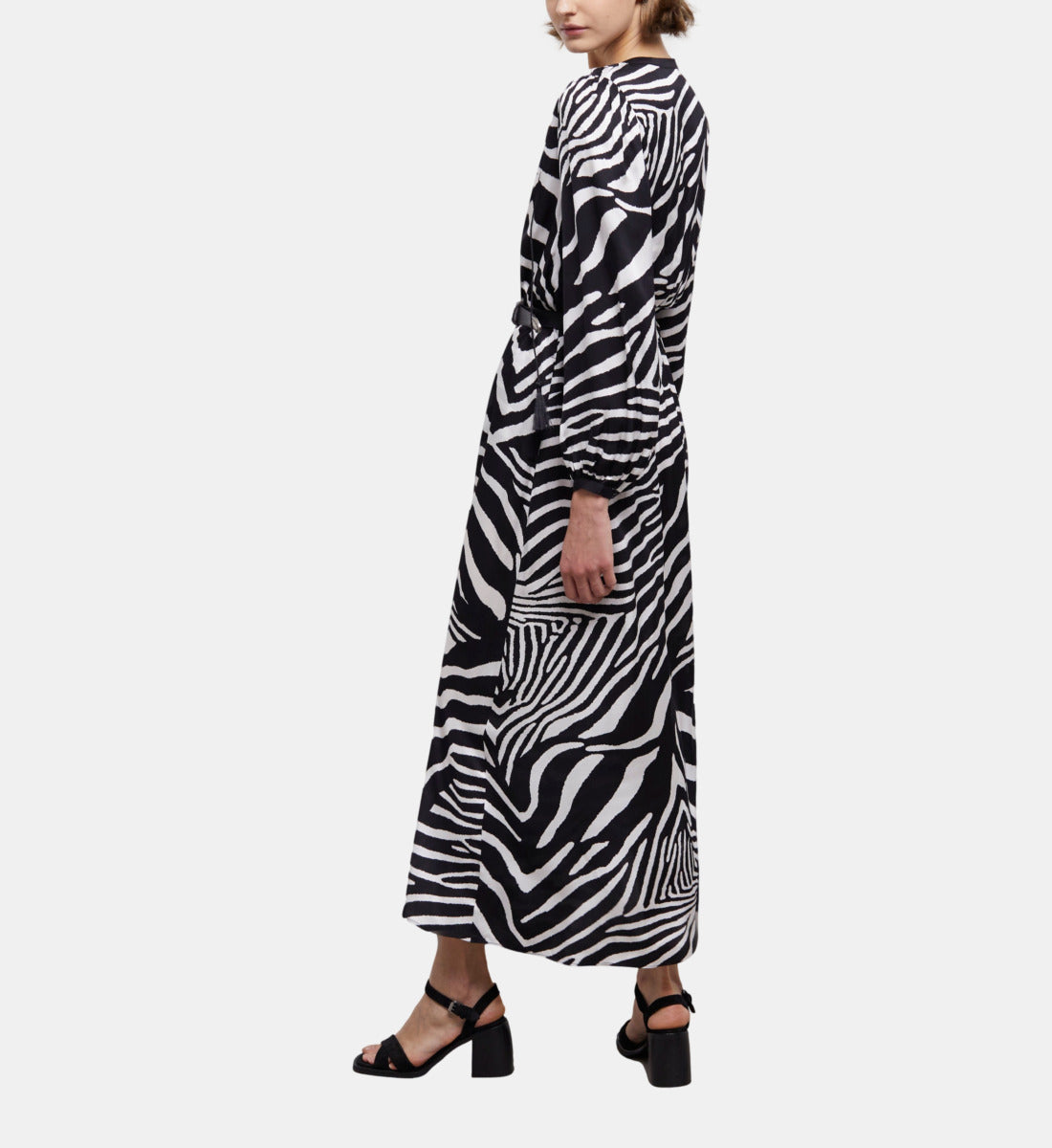 Long Printed Dress | Women | Black x White