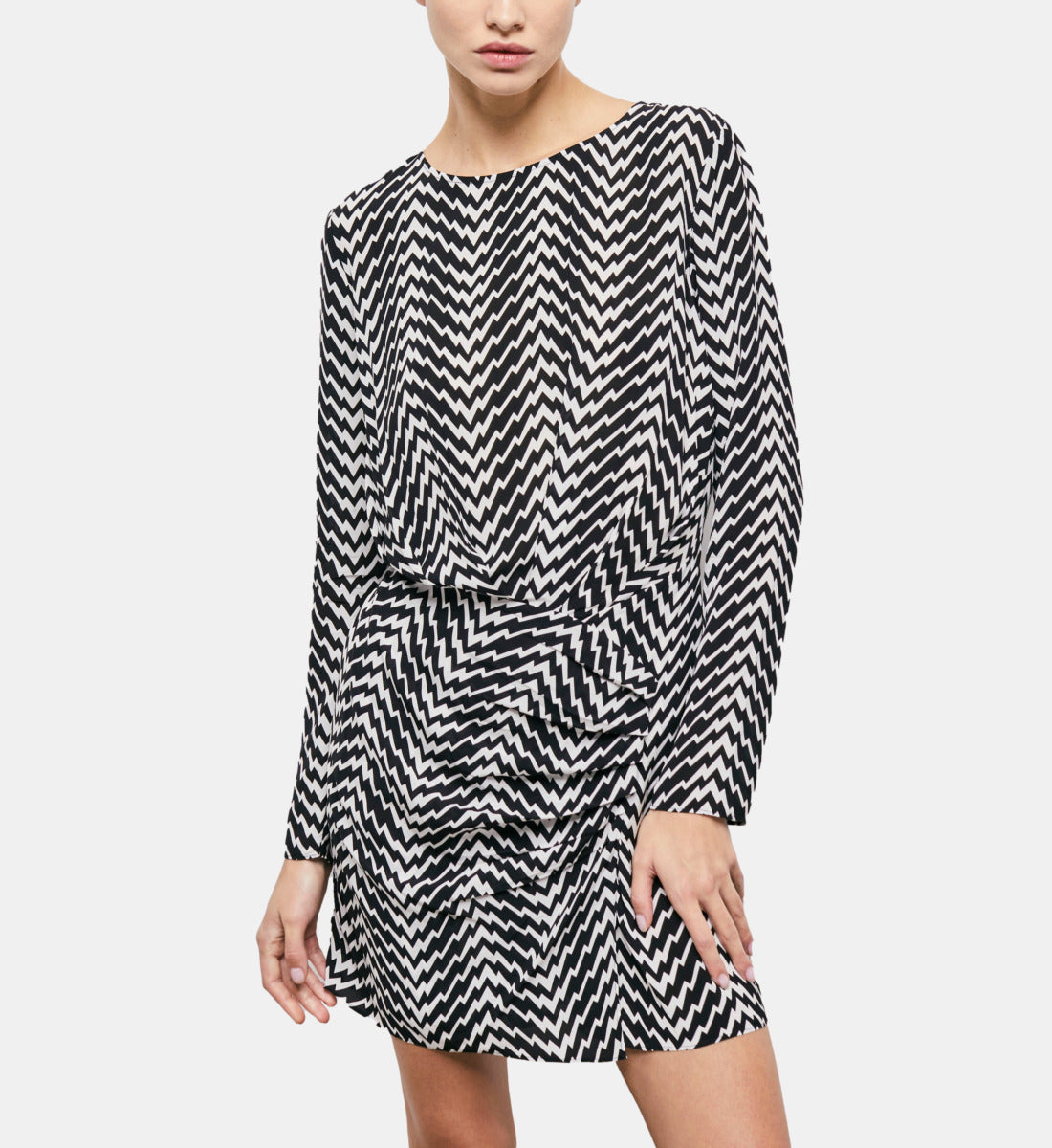 Short Printed Dress | Women | Black x White