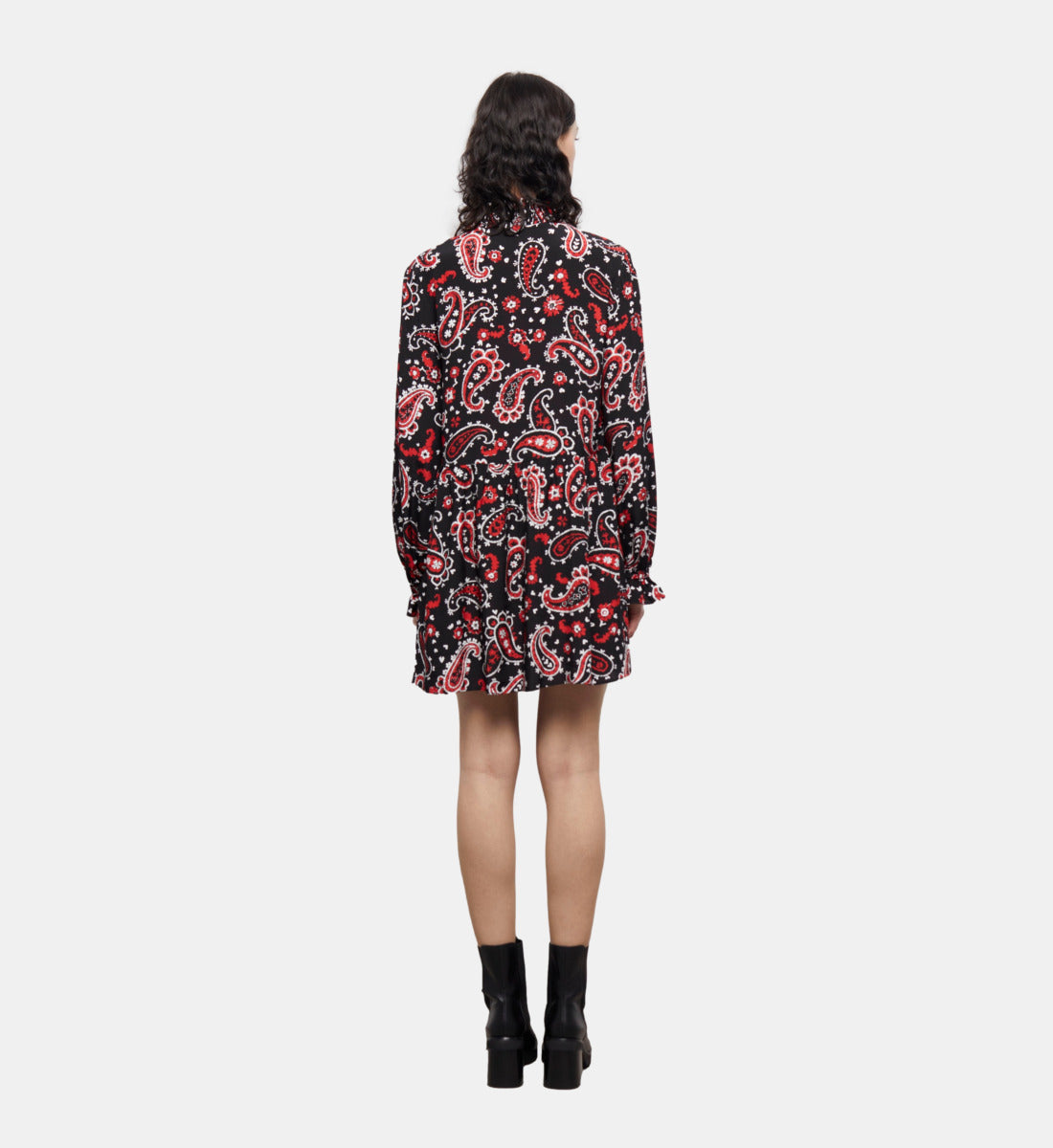 Short Printed Dress | Women | Black x Red