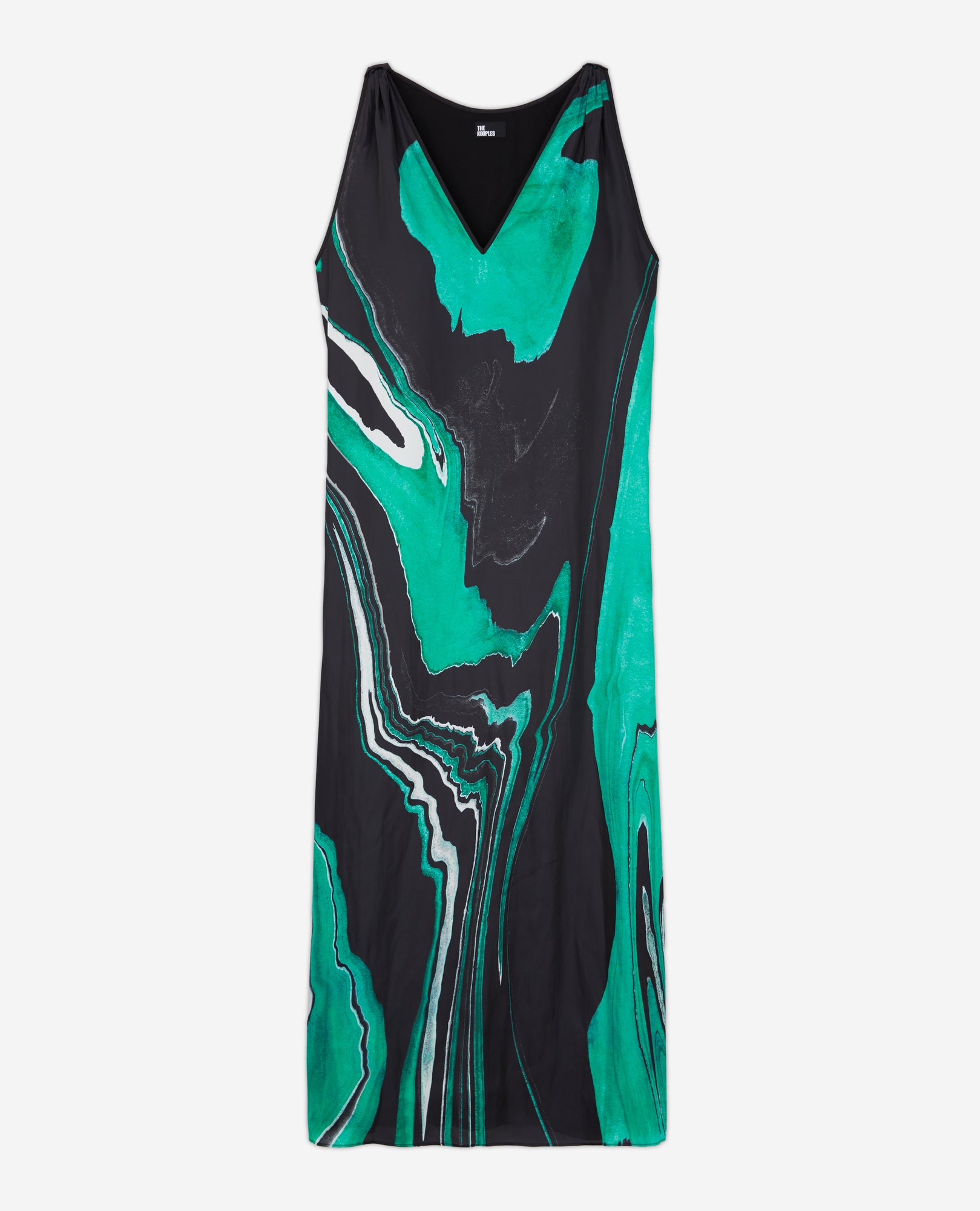 Printed Long Dress | Women | Black x Green