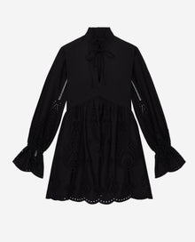 Short Dress With Broderie Anglaise | Women | Black