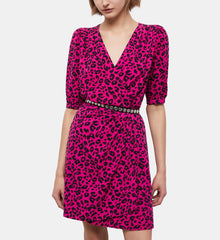 Short Printed Wrap Dress | Women | Pink Black