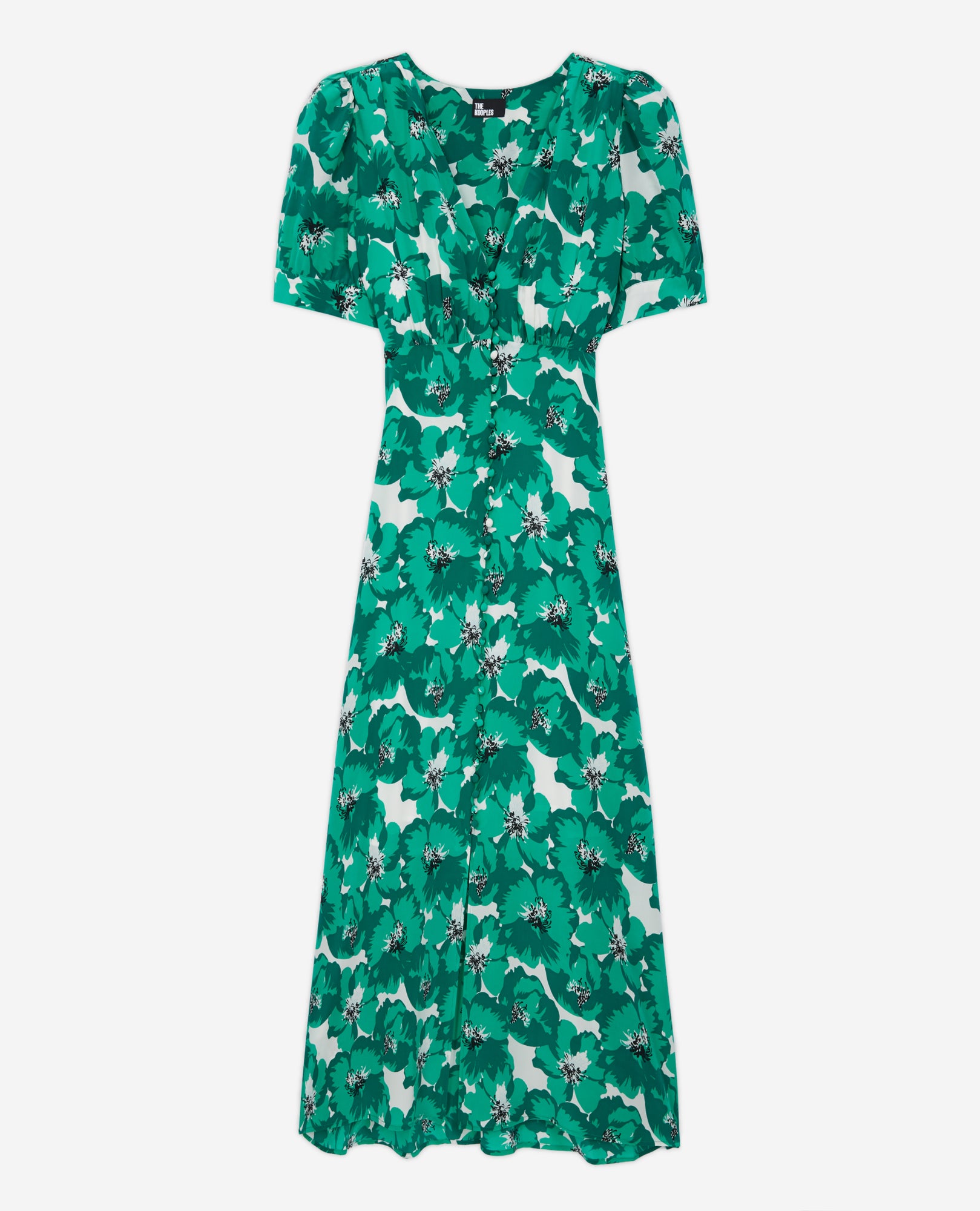 Long Printed Dress With Buttoning | Women | Green