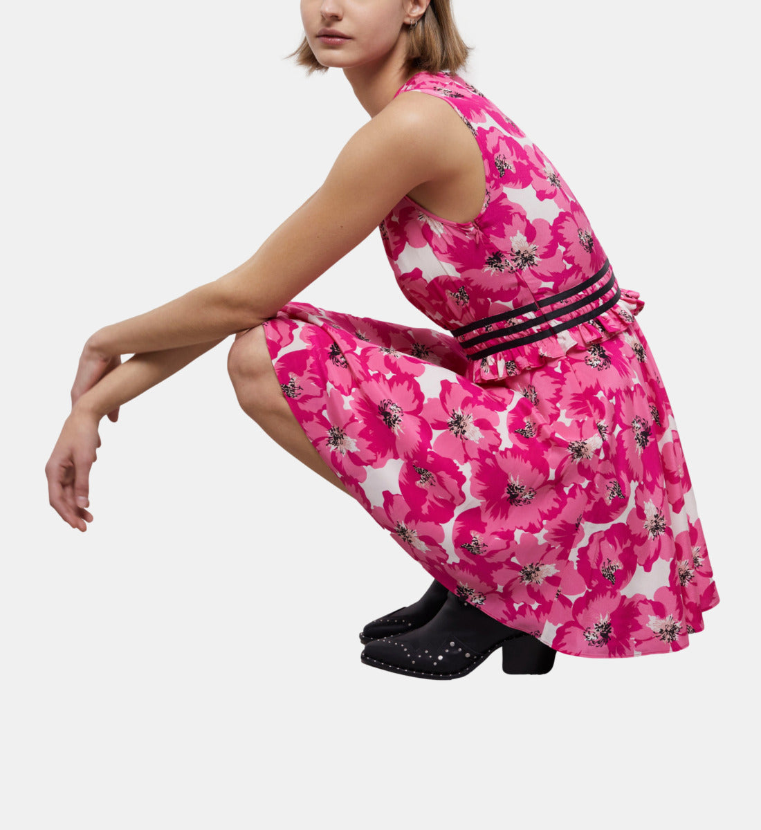 Short Printed Silk Dress | Women | Pink