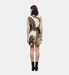 Short Printed Dress | Women | Beige x Brown