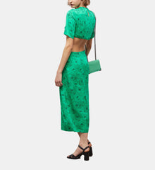 Long Printed Dress With Cut-Out Details | Women | Green