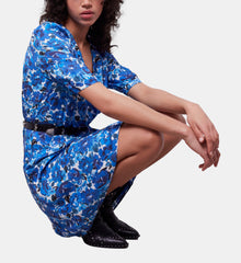 Short Printed Wrap Dress | Women | Blue White