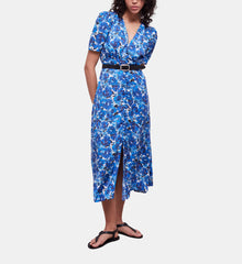 Long Printed Dress With Buttons | Women | Blue White