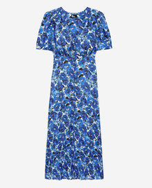 Long Printed Dress With Buttons | Women | Blue White