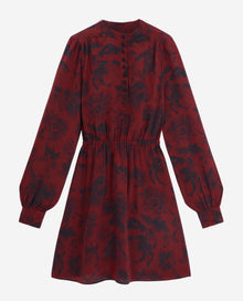 Short Printed Dress | Women | Black x Burgundy