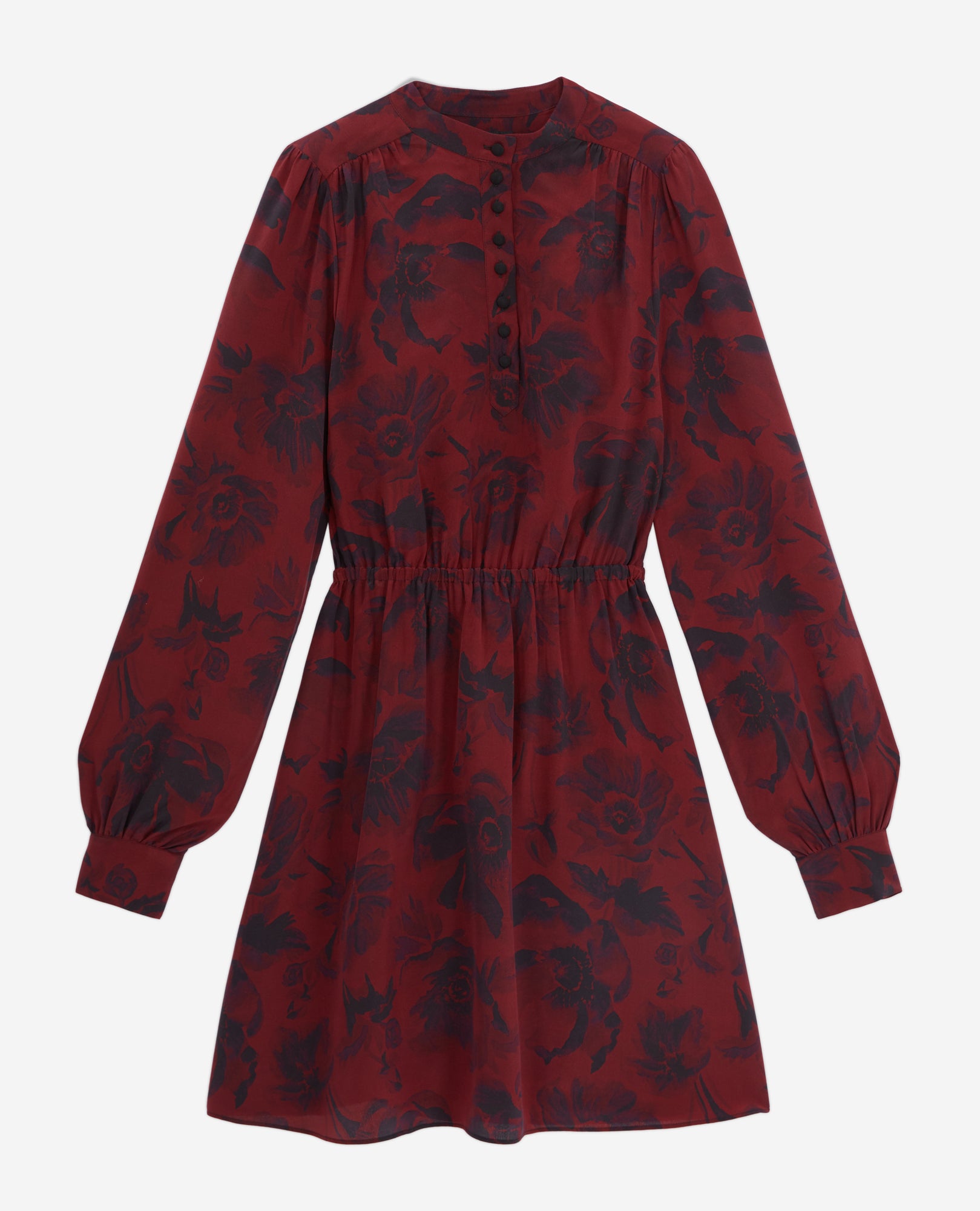 Short Printed Dress | Women | Black x Burgundy