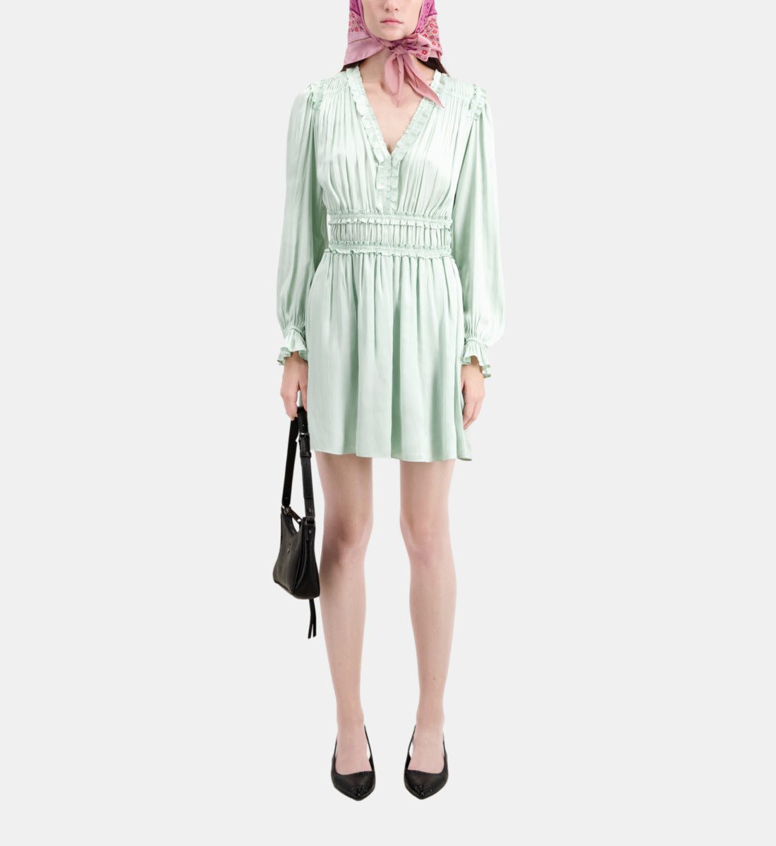 Short Light Green Dress With Shirring | Women | Ocean