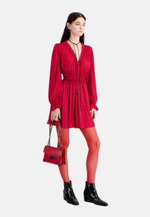 Short Red Dress With Shirring | Women | Light Burgundy