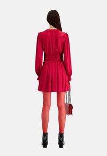 Short Red Dress With Shirring | Women | Light Burgundy