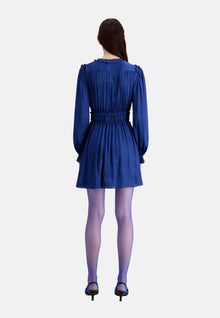 Short Blue Dress With Shirring | Women | Navy