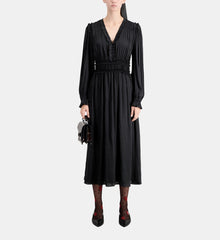 Long Dress With Shirring | Women | Black