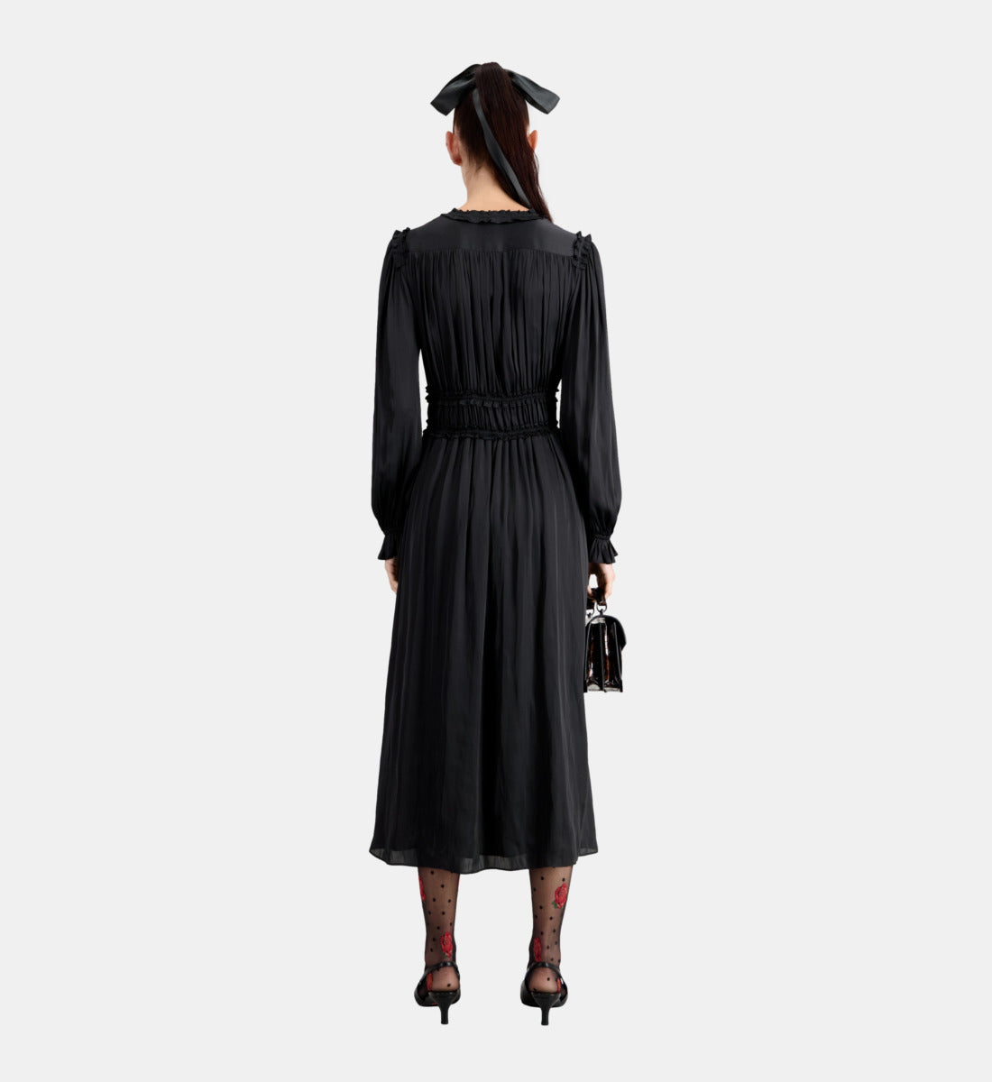 Long Dress With Shirring | Women | Black