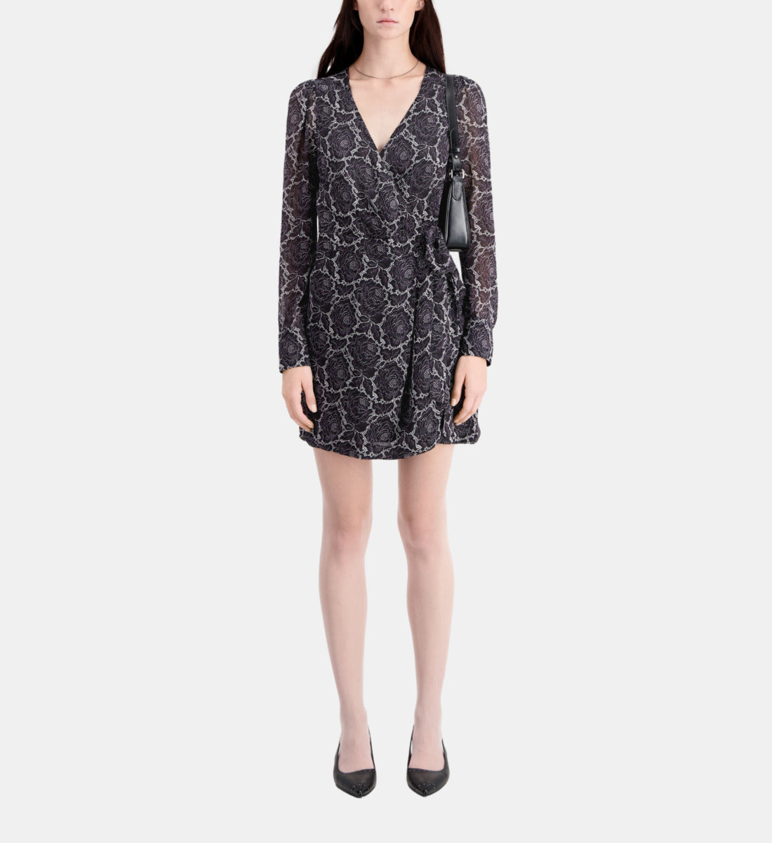 Short Printed Wrap Dress | Women | Black