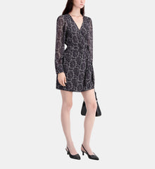 Short Printed Wrap Dress | Women | Black