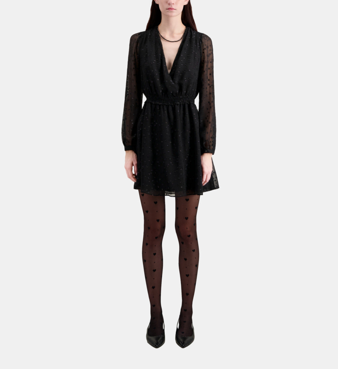 Short Dress With Silver Polka Dots | Women | Black