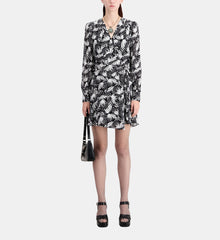 Short Printed Wrap Dress | Women | Black x White