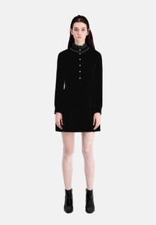 Short Velvet Dress With Bijou Buttons | Women | Black