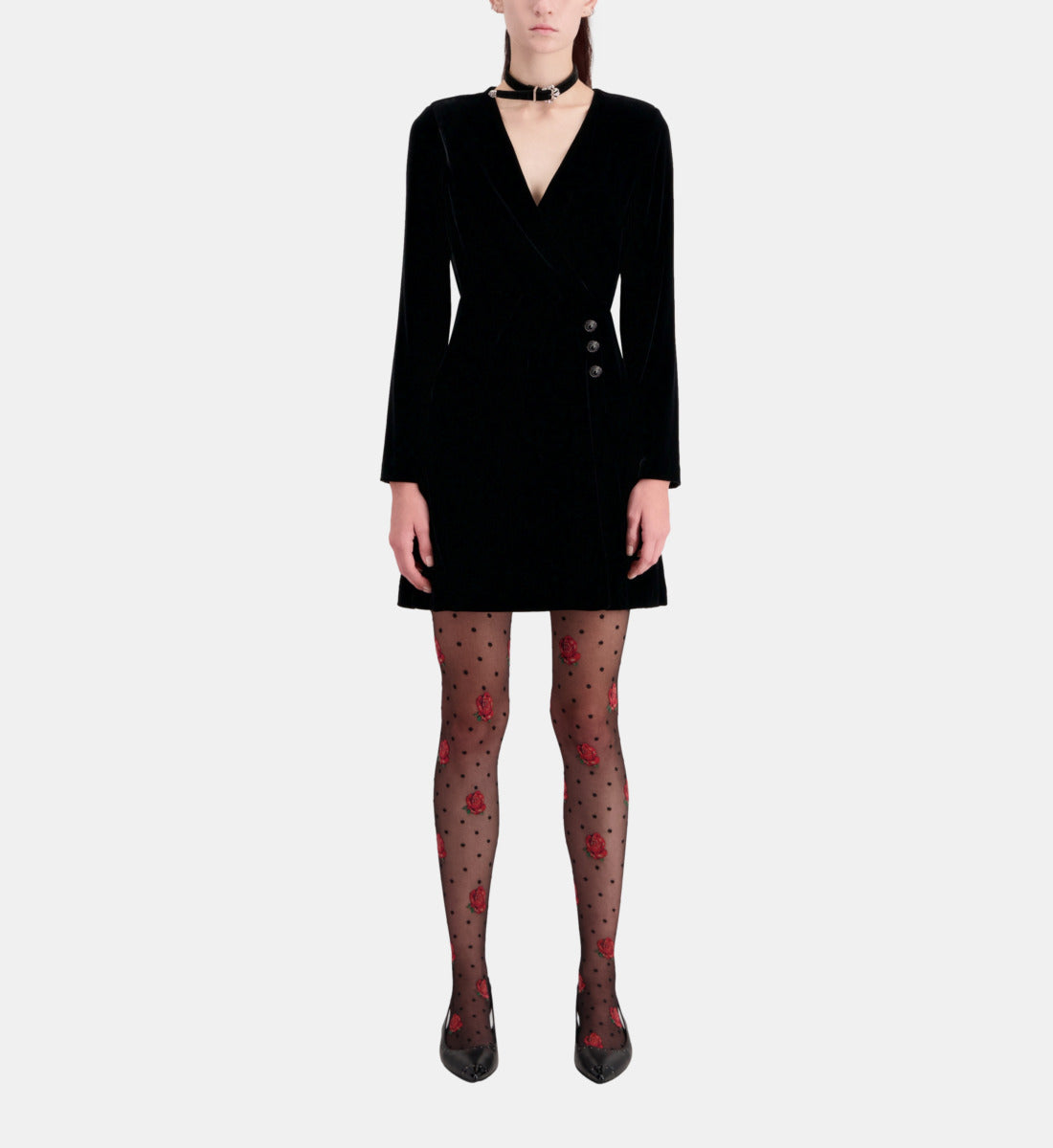 Short Velvet Dress | Women | Black