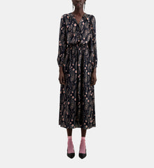 Long Printed Dress | Women | Black x Pink