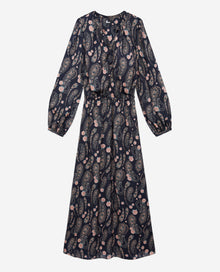 Long Printed Dress | Women | Black x Pink