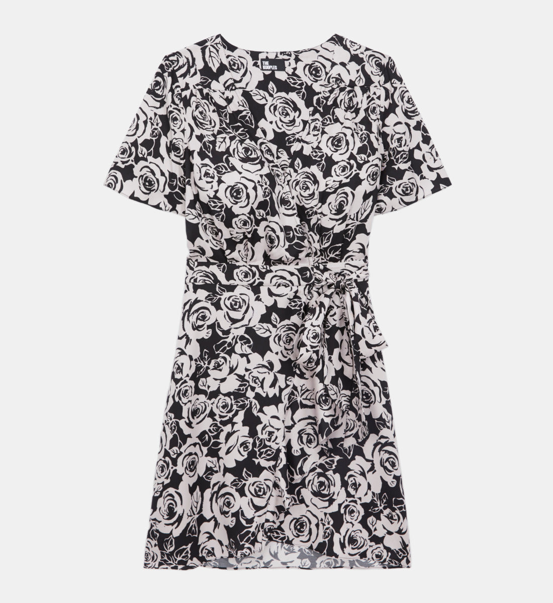 Short Printed Wrap Dress | Women | Black x Pink