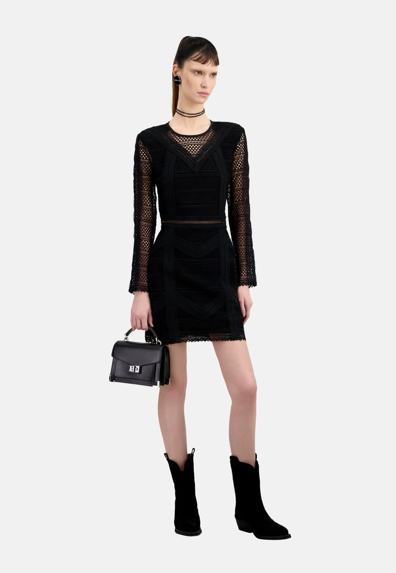 Short Guipure Dress | Women | Black