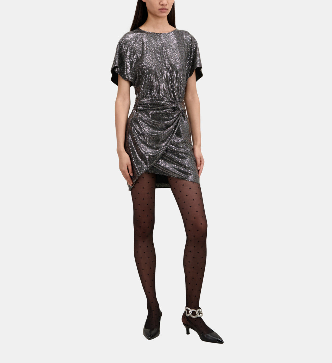 Short Metallic Dress | Women | Silver