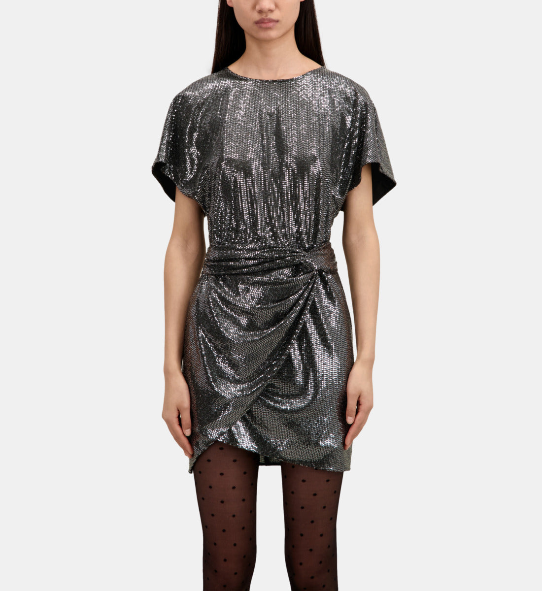 Short Metallic Dress | Women | Silver