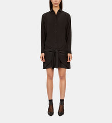 Short Shirt Dress With Bow | Women | Black