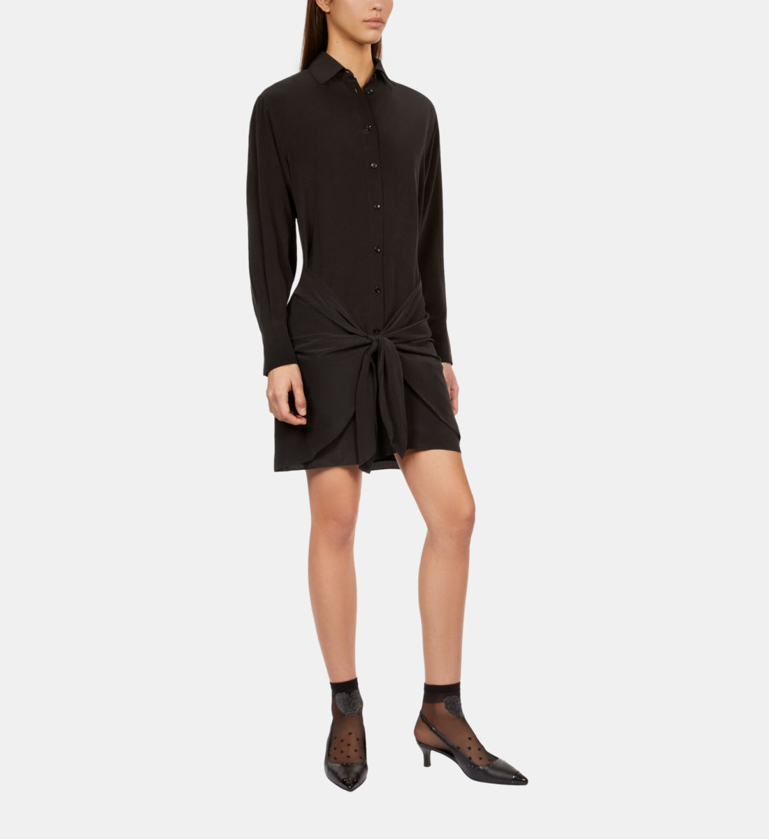 Short Shirt Dress With Bow | Women | Black