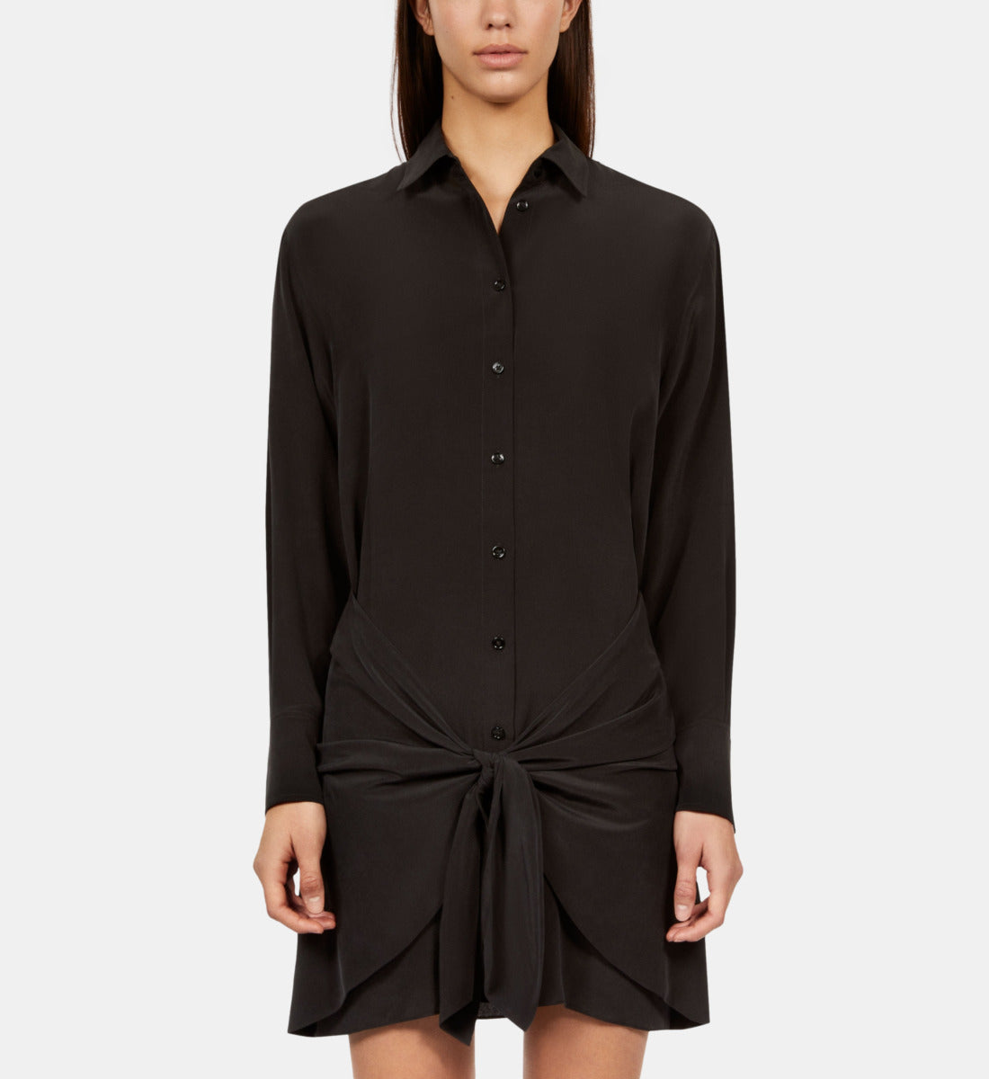 Short Shirt Dress With Bow | Women | Black