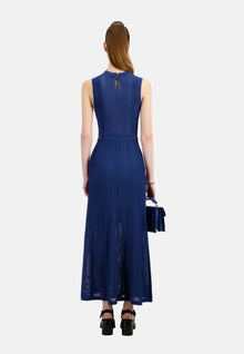 Long Royal Blue Openwork Knit Dress | Women | Middle Navy