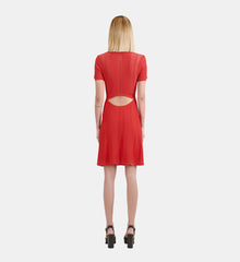 Short Openwork Knit Dress | Women | Red Brique