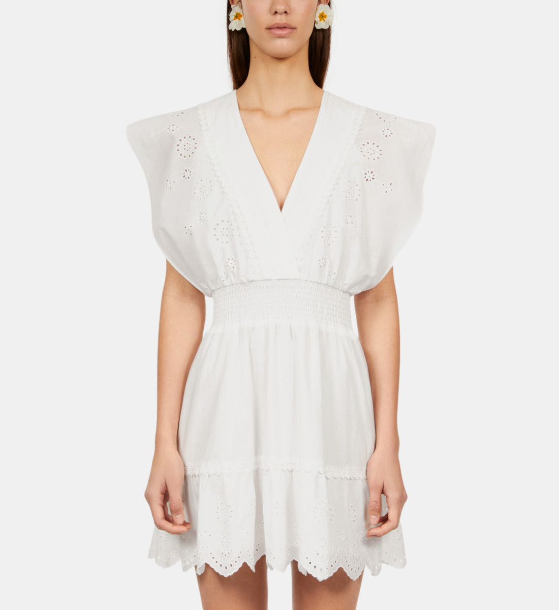 Short Dress In English Embroidery | Women | White