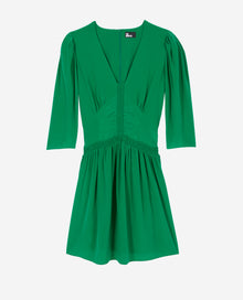 Short Dress With Shirring | Women | Green