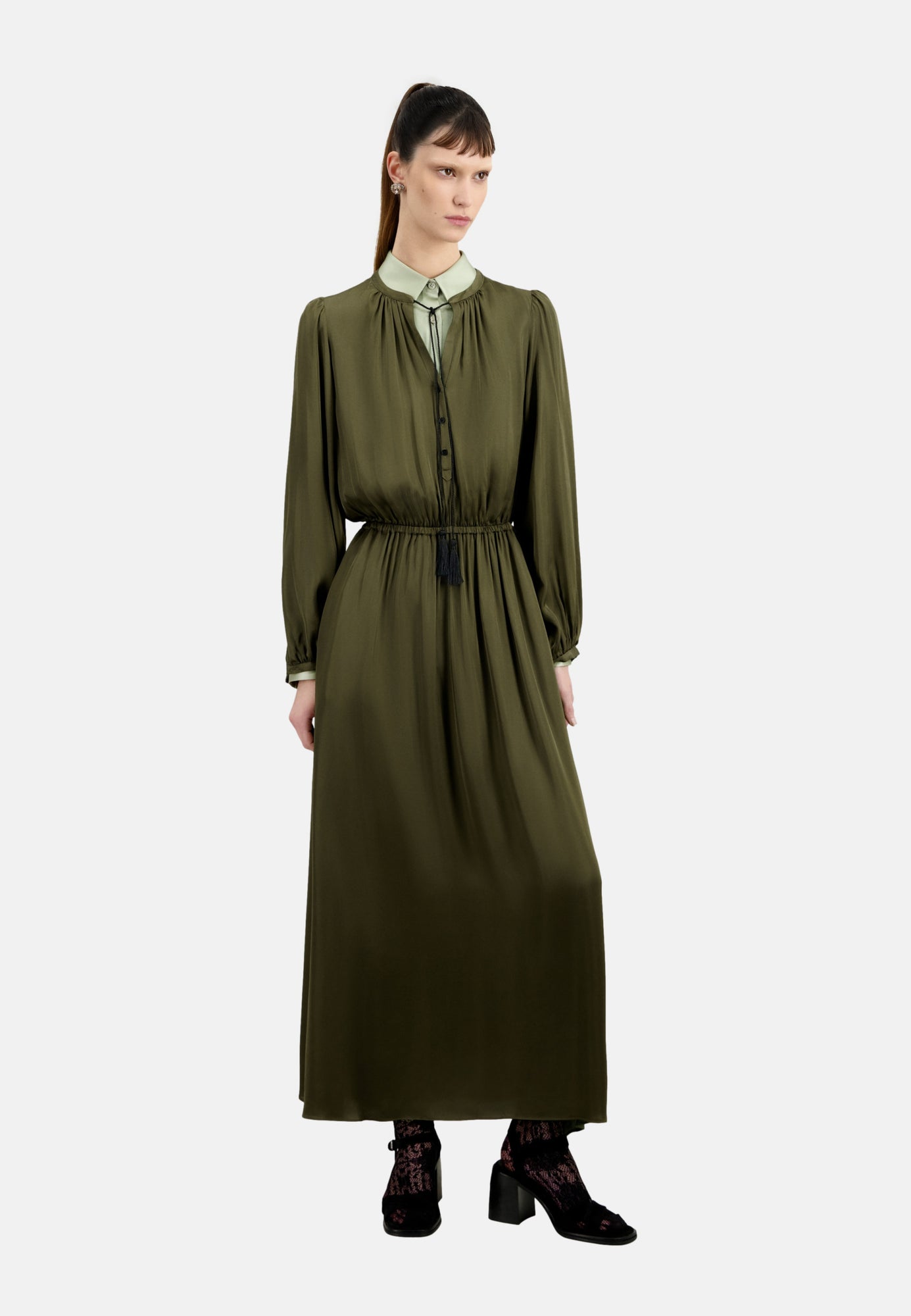 Long Dress With Lacing | Women | Khaki