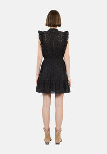 Short Dress In English Embroidery | Women | Black