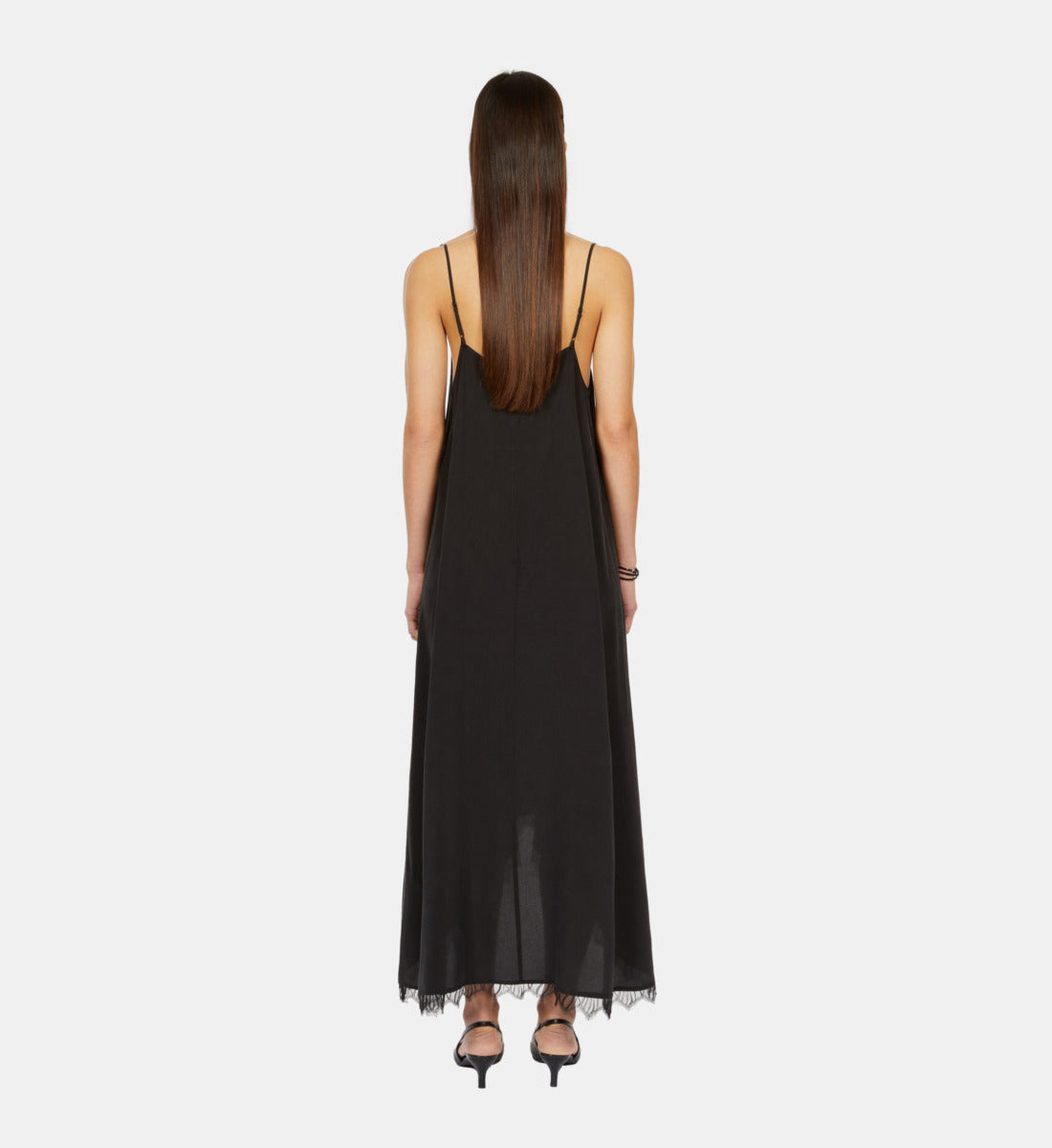 Long Slip Dress In Washed Silk | Women | Black