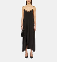 Long Slip Dress In Washed Silk | Women | Black