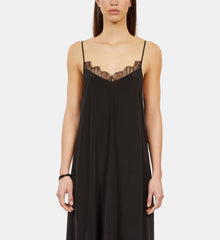 Long Slip Dress In Washed Silk | Women | Black