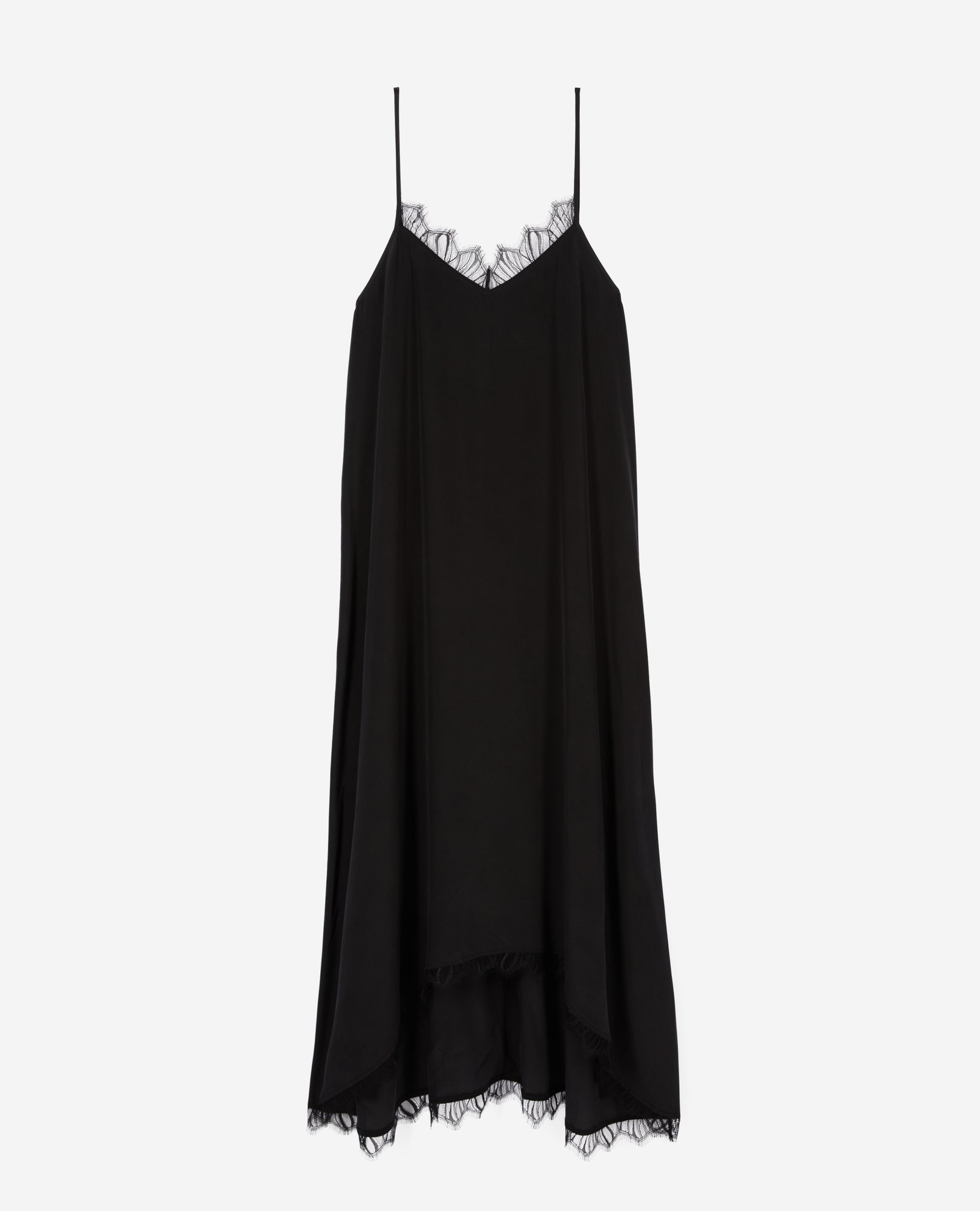 Long Slip Dress In Washed Silk | Women | Black