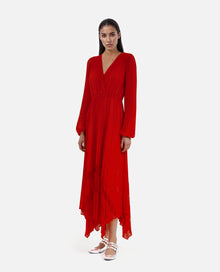 Pleated Long Dress | Women | Red