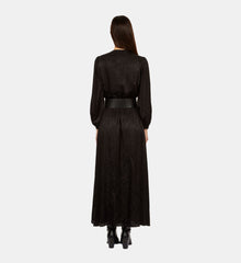 Long Snakeskin Jacquard Dress | Women | Black