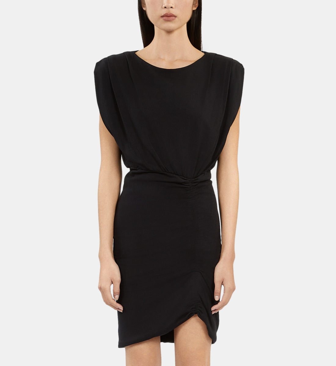 Short Dress With Shirring | Women | Black